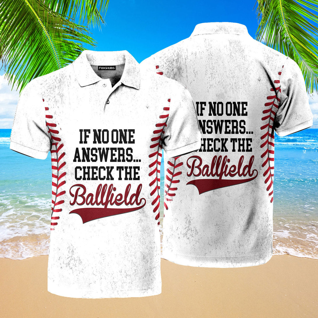 If No One Answers Check The Ballfield Baseball Sport Polo Shirt For Men