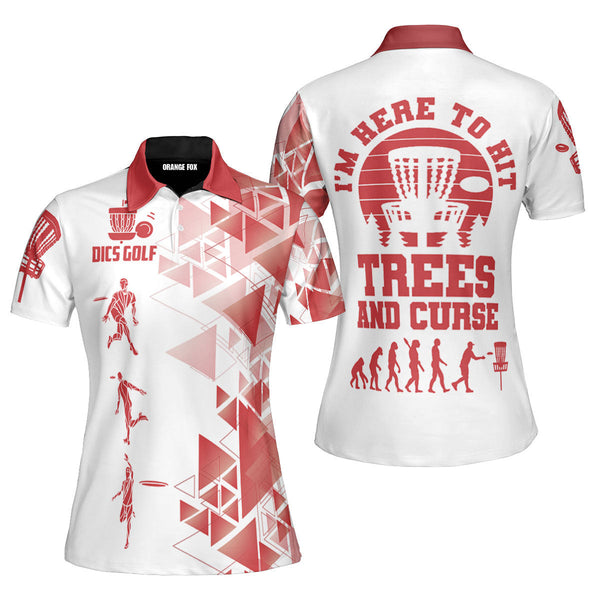 I'm Just Here To Hit Trees - Gift for Women, Disc Golf Players, Golf Lovers - Red Evolution Polo Shirt