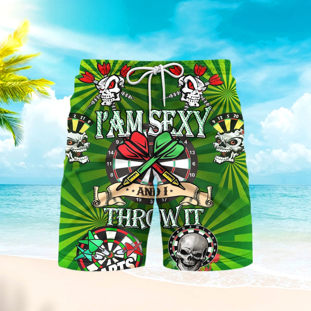 I'm Sexy And I Throw It Dart Game Beach Shorts For Men