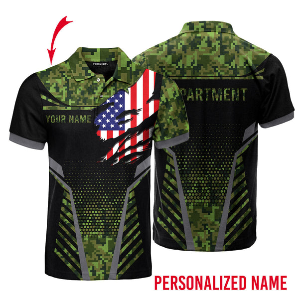 Independence Day American Flag Military Custom Name Polo Shirt For Men & Women PL1077
