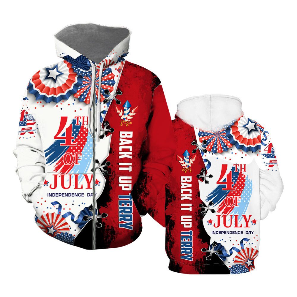Independence Day Back It Up Terry 4th Of July Zip Up Hoodie For Men & Women
