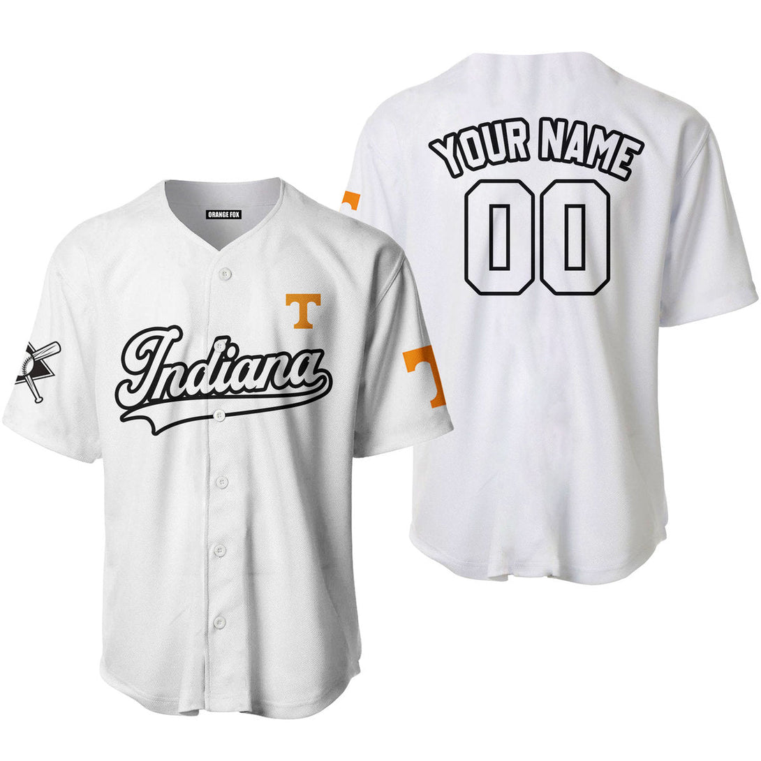 Indiana Baseball Logo White Black Custom Name Baseball Jerseys For Men & Women