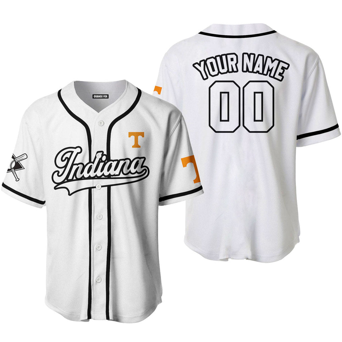 Indiana Baseball Logo White Black Custom Name Baseball Jerseys For Men & Women