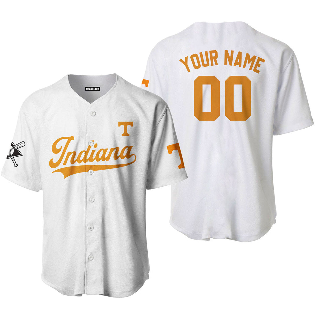 Indiana Baseball Logo White Yellow Custom Name Baseball Jerseys For Men & Women