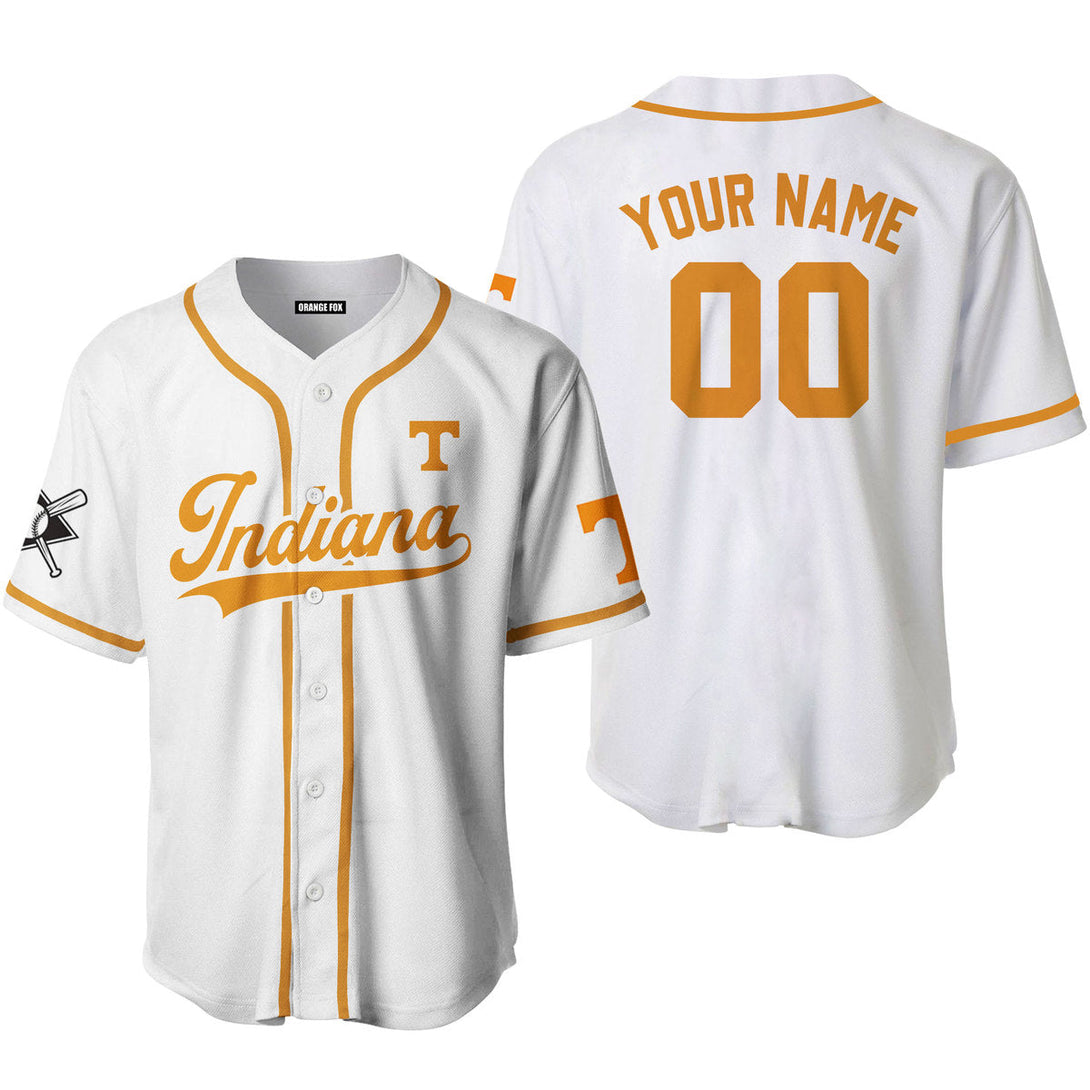 Indiana Baseball Logo White Yellow Custom Name Baseball Jerseys For Men & Women