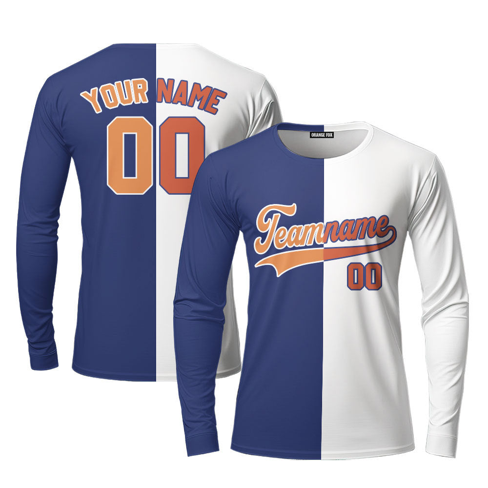 Indiana Blue White Orange Custom Long Sleeve T-Shirt For Men & Women