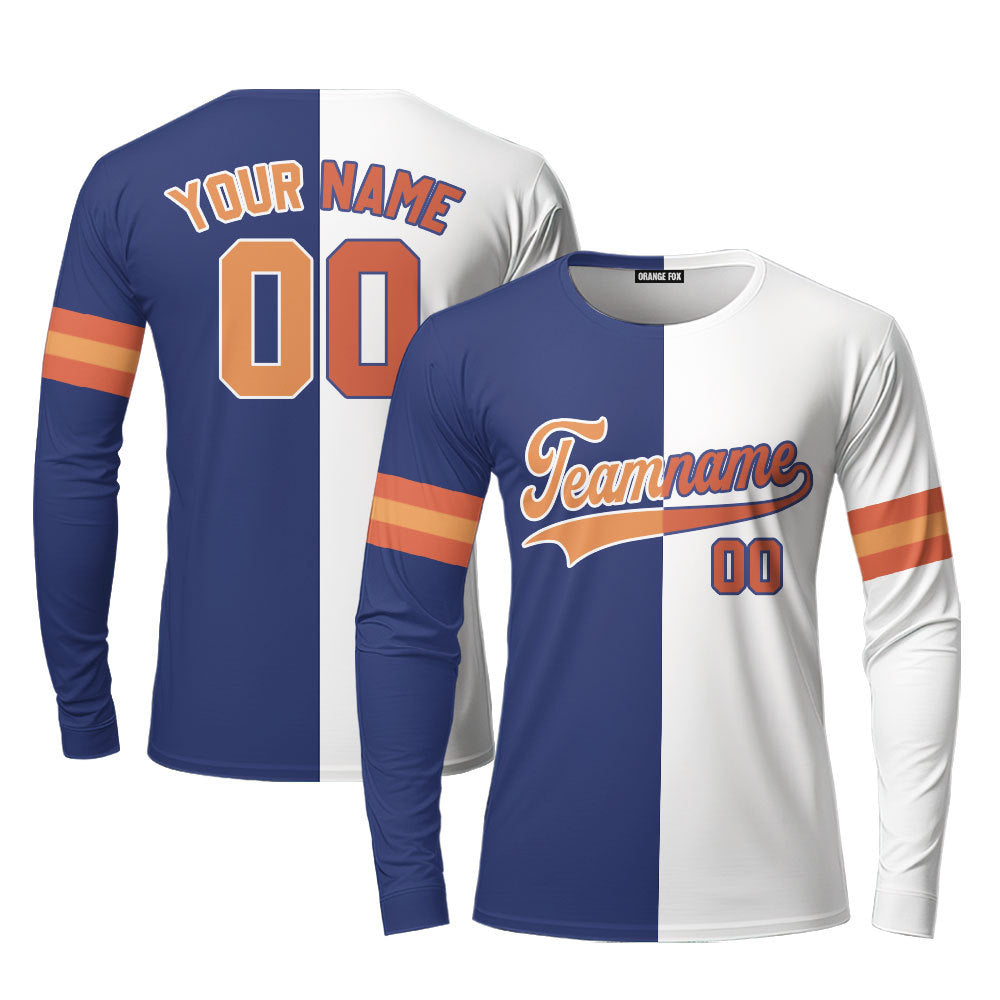 Indiana Blue White Orange Custom Long Sleeve T-Shirt For Men & Women