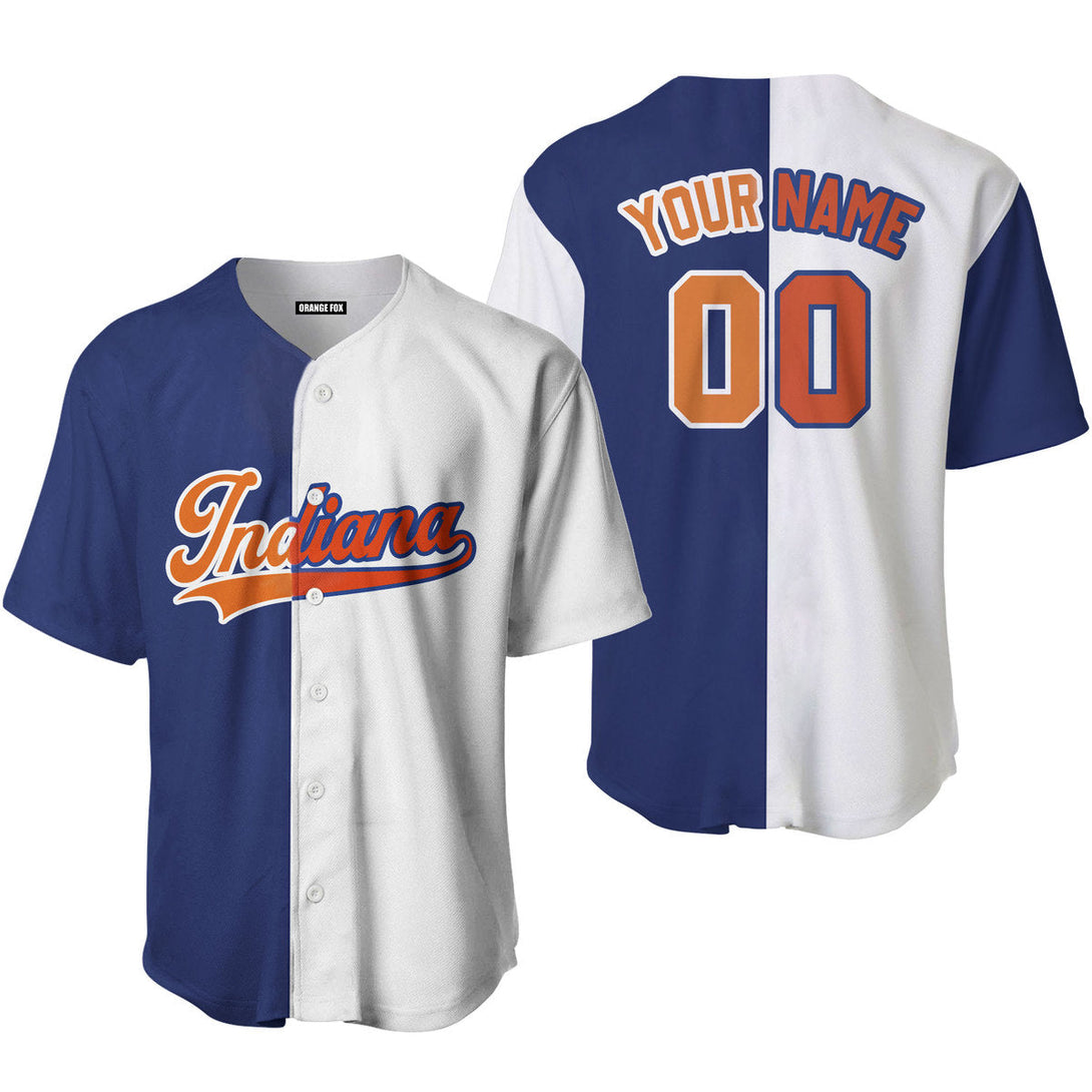 Indiana Blue White Orange Custom Name Baseball Jerseys For Men & Women