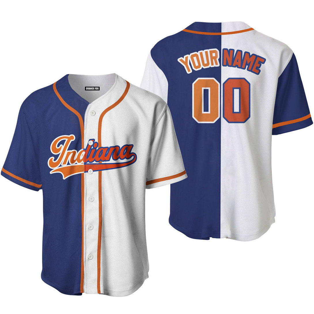 Indiana Blue White Orange Custom Name Baseball Jerseys For Men & Women