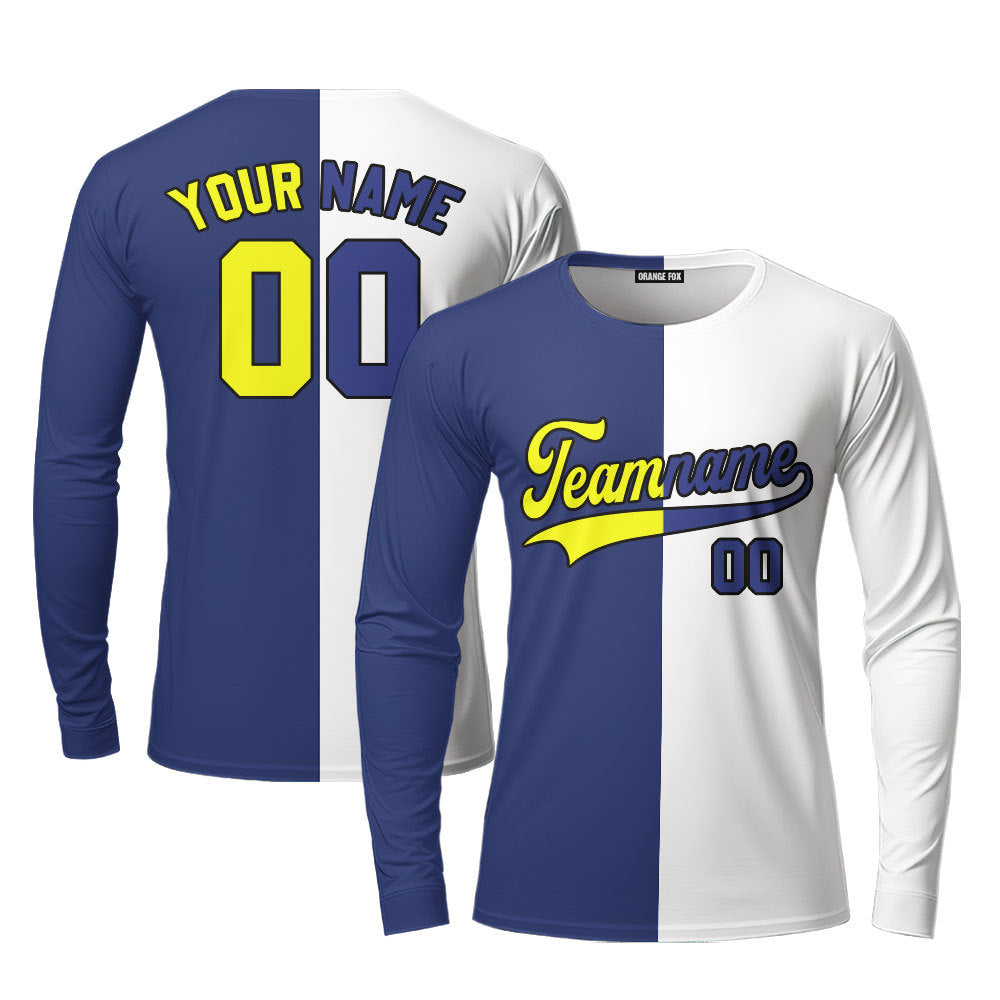 Indiana Blue White Yellow Custom Long Sleeve T-Shirt For Men & Women