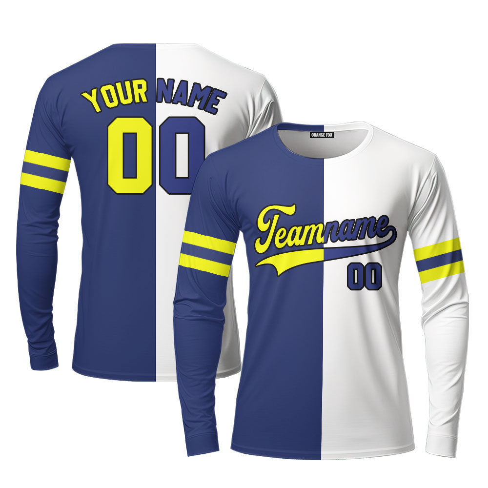 Indiana Blue White Yellow Custom Long Sleeve T-Shirt For Men & Women