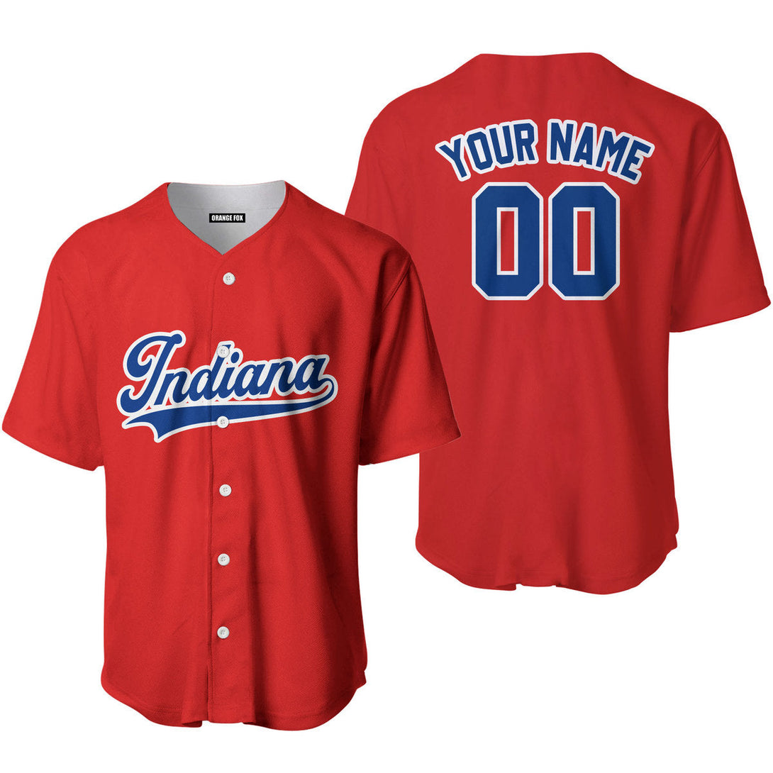 Indiana Red Blue White Custom Name Baseball Jerseys For Men & Women