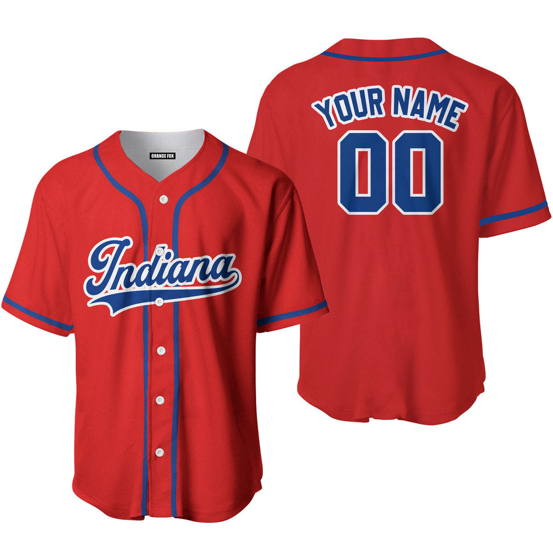 Indiana Red Blue White Custom Name Baseball Jerseys For Men & Women