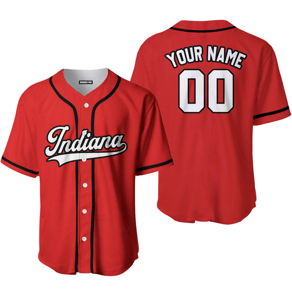 Indiana Red White Black Custom Name Baseball Jerseys For Men & Women