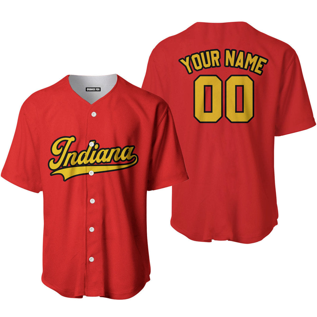 Indiana Red Yellow Black Custom Name Baseball Jerseys For Men & Women