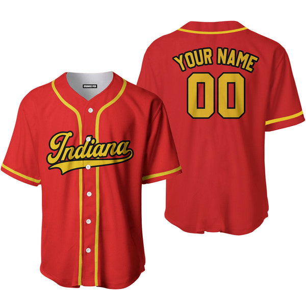 Indiana Red Yellow Black Custom Name Baseball Jerseys For Men & Women