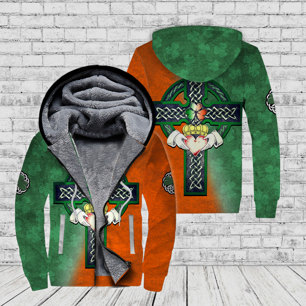Irish St.Patrick Day Fleece Zip Hoodie For Men & Women
