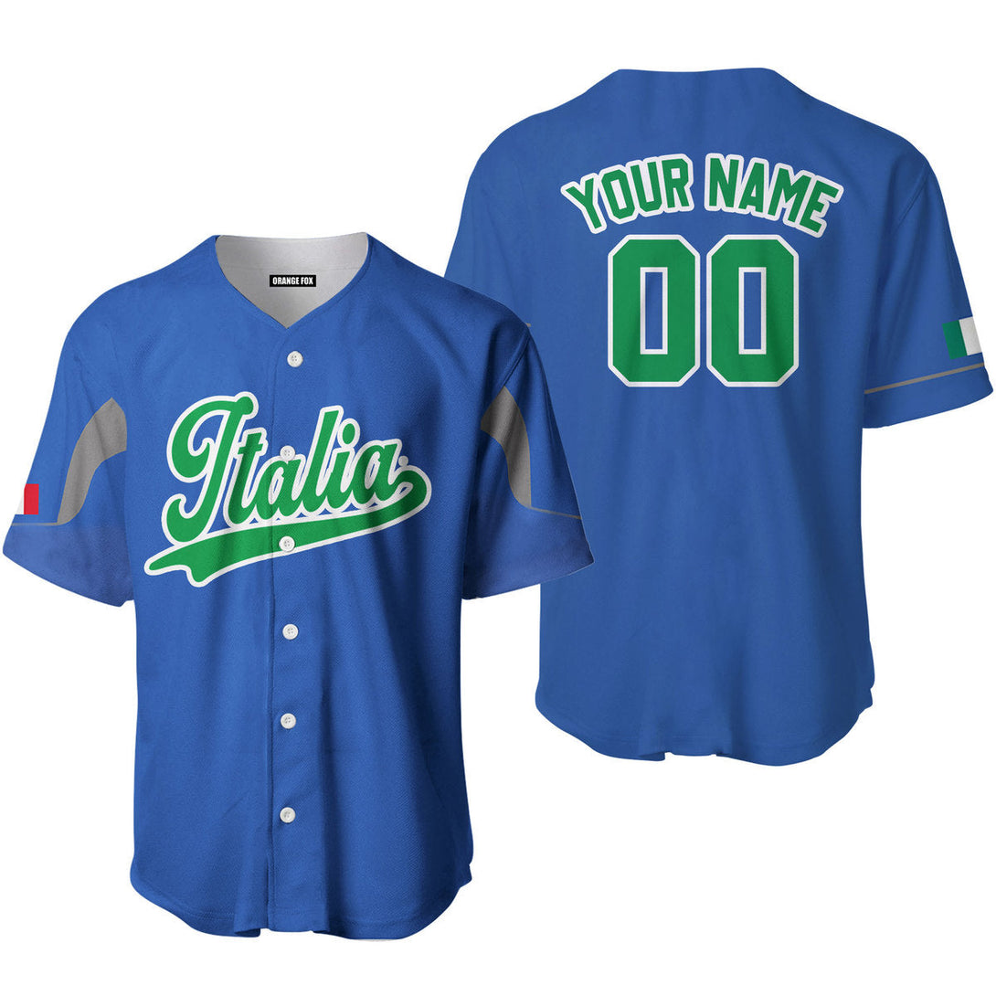 Italia Blue Green White Custom Name Baseball Jerseys For Men & Women