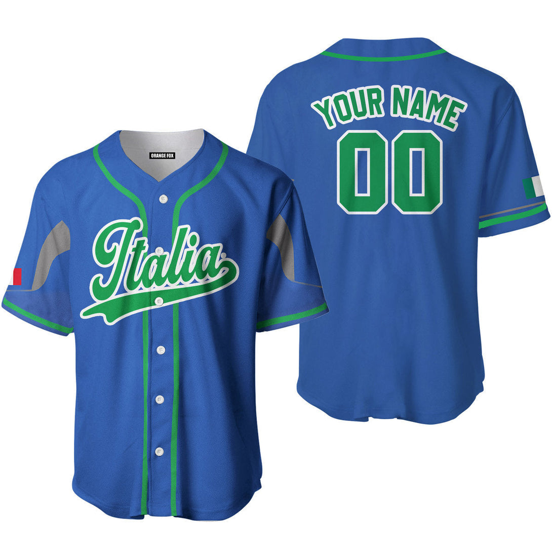 Italia Blue Green White Custom Name Baseball Jerseys For Men & Women