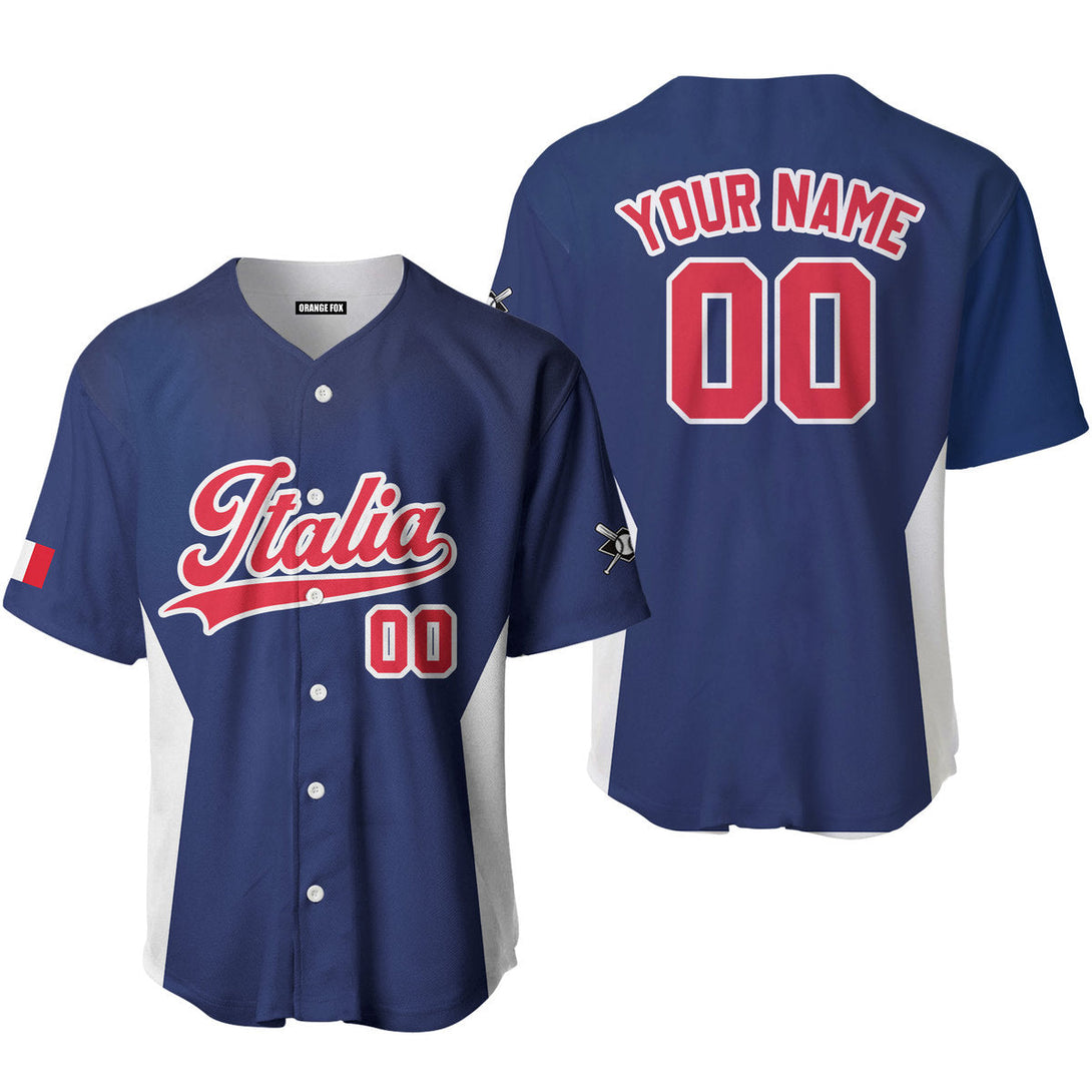 Italia Blue Red White Custom Name Baseball Jerseys For Men & Women