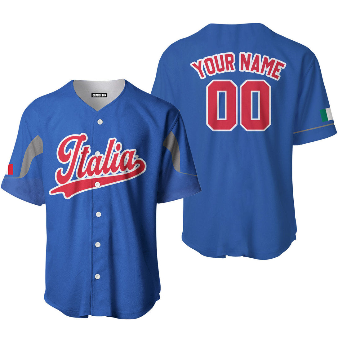 Italia Blue Red White Custom Name Baseball Jerseys For Men & Women