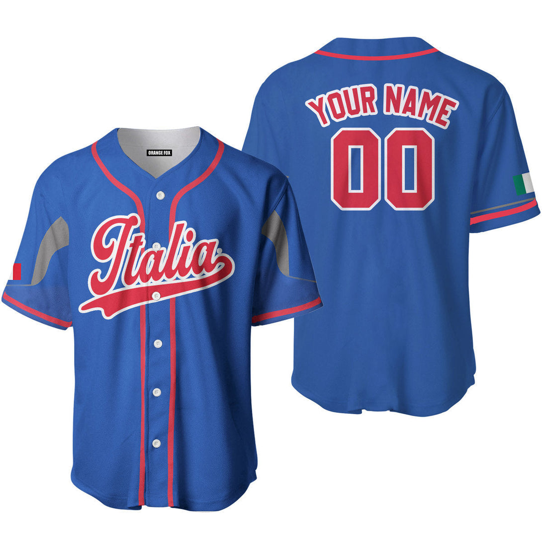 Italia Blue Red White Custom Name Baseball Jerseys For Men & Women