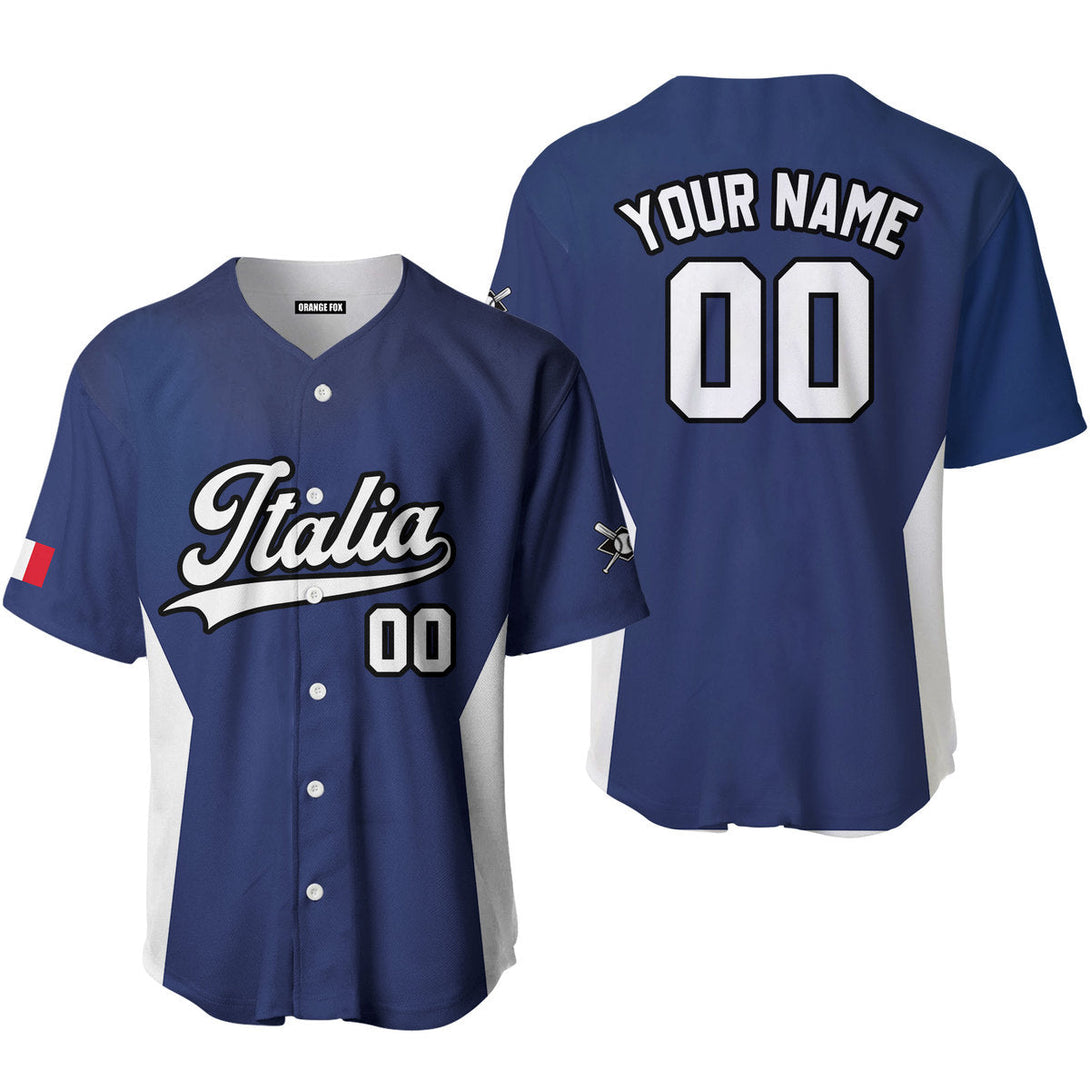 Italia Blue White Black Custom Name Baseball Jerseys For Men & Women