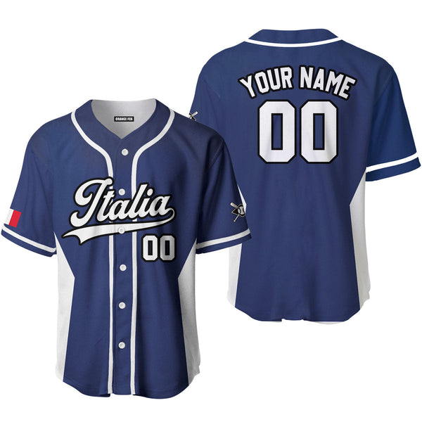 Italia Blue White Black Custom Name Baseball Jerseys For Men & Women