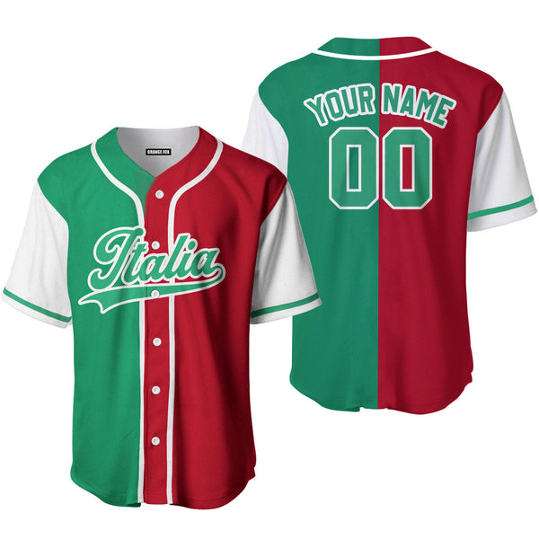 Italia Flag Green White Custom Name Baseball Jerseys For Men & Women