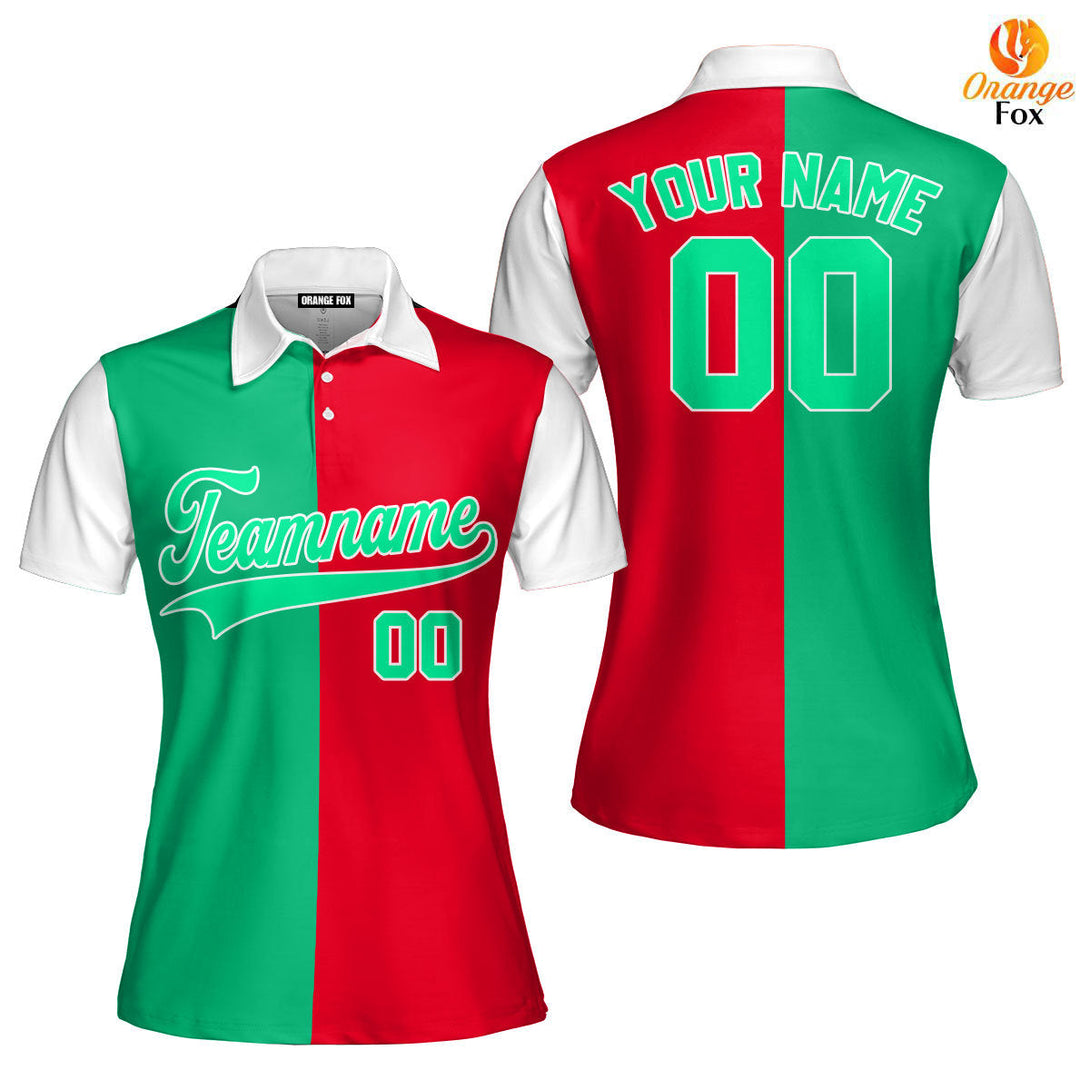 Italia Flag Green White Custom Polo Shirt For Women