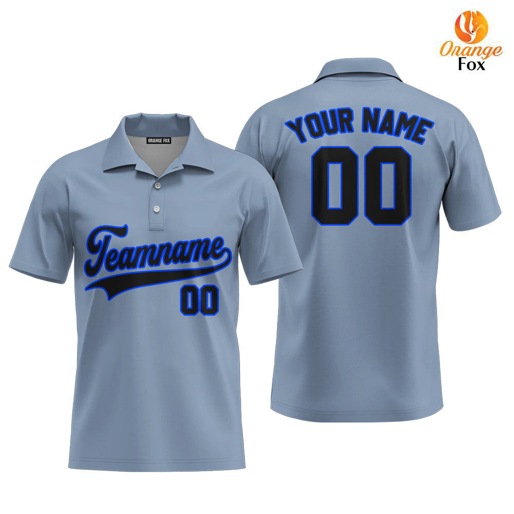 Italia Grey Black Blue Custom Polo Shirt For Men