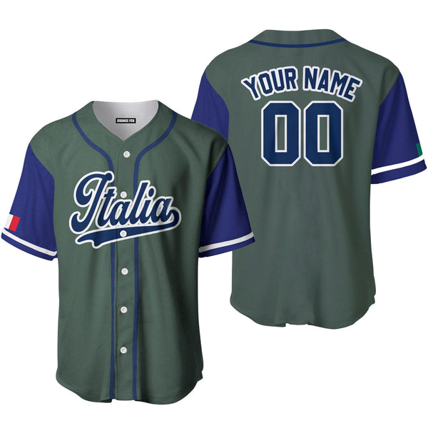 Italia Grey Blue White Custom Name Baseball Jerseys For Men & Women