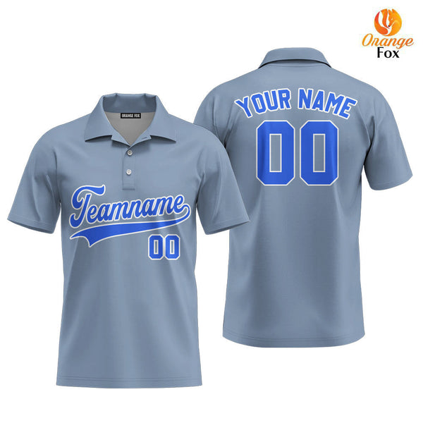 Italia Grey Blue White Custom Polo Shirt For Men