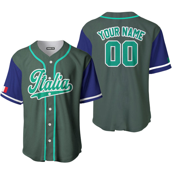 Italia Grey Green White Custom Name Baseball Jerseys For Men & Women