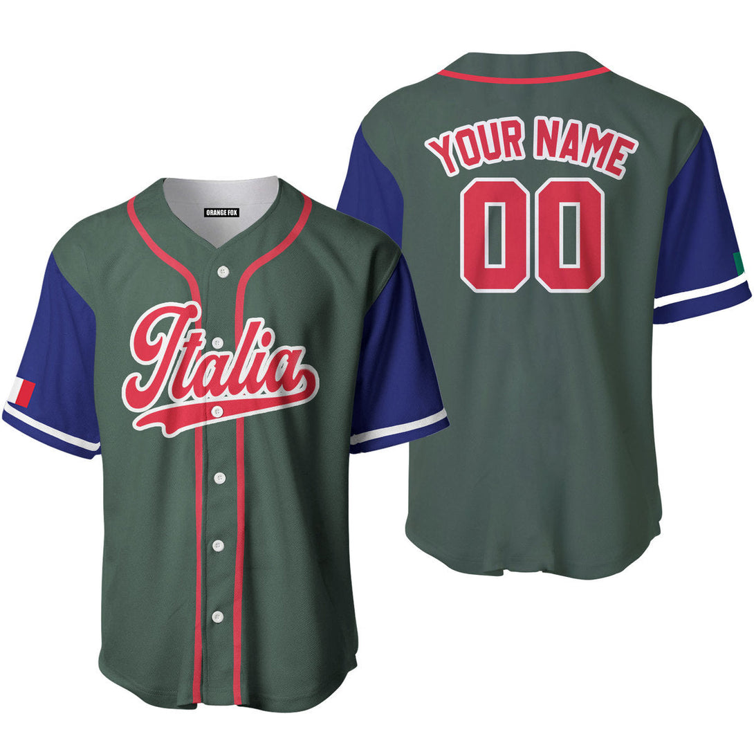 Italia Grey Red White Custom Name Baseball Jerseys For Men & Women