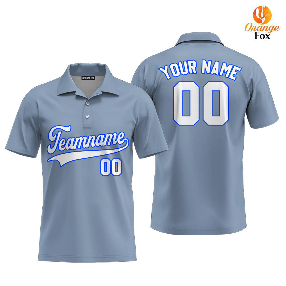 Italia Grey White Blue Custom Polo Shirt For Men