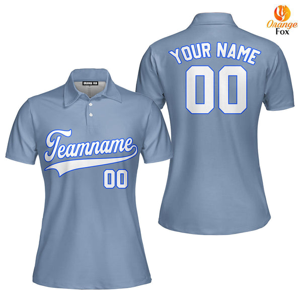 Italia Grey White Blue Custom Polo Shirt For Women