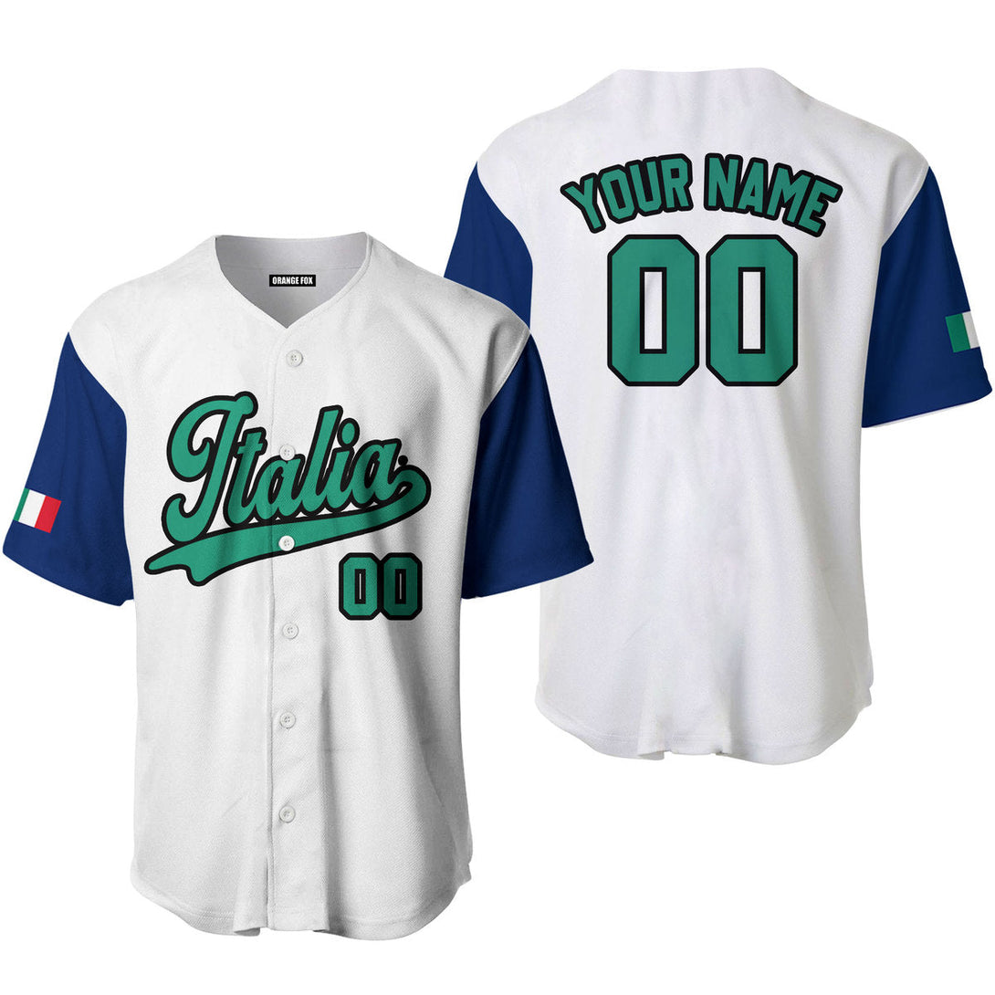 Italia White Green Black Custom Name Baseball Jerseys For Men & Women