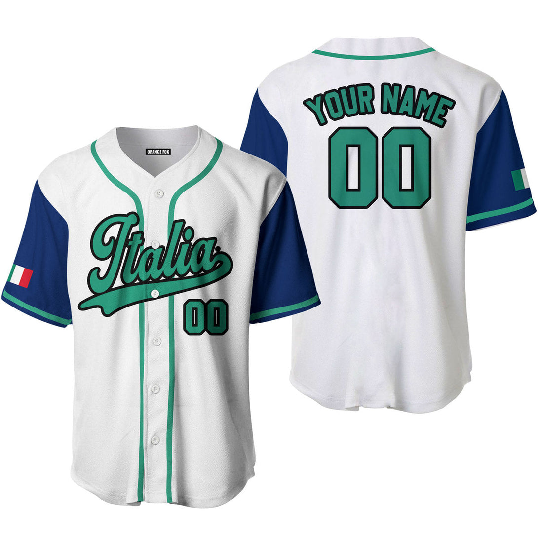 Italia White Green Black Custom Name Baseball Jerseys For Men & Women