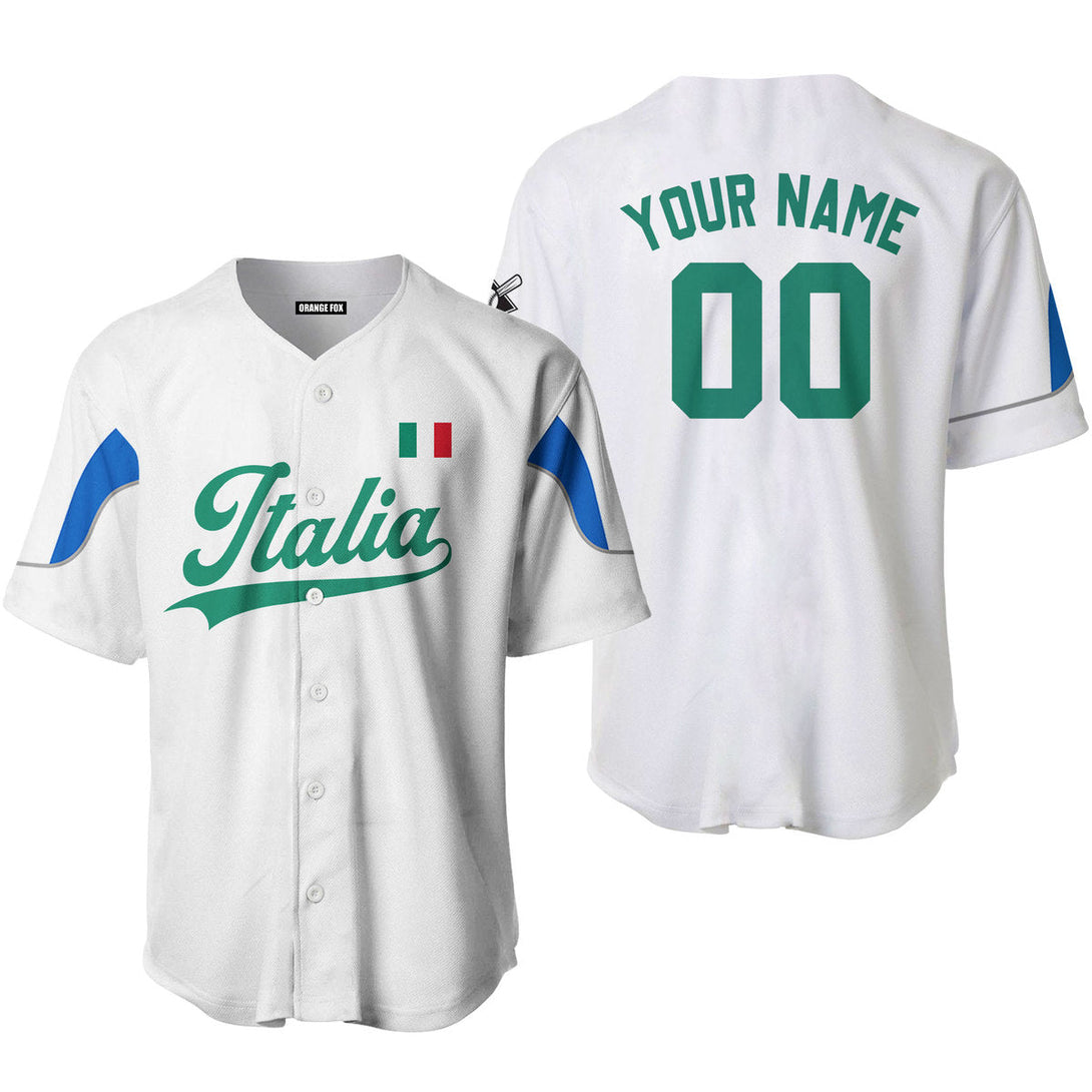 Italia White Green Custom Name Baseball Jerseys For Men & Women