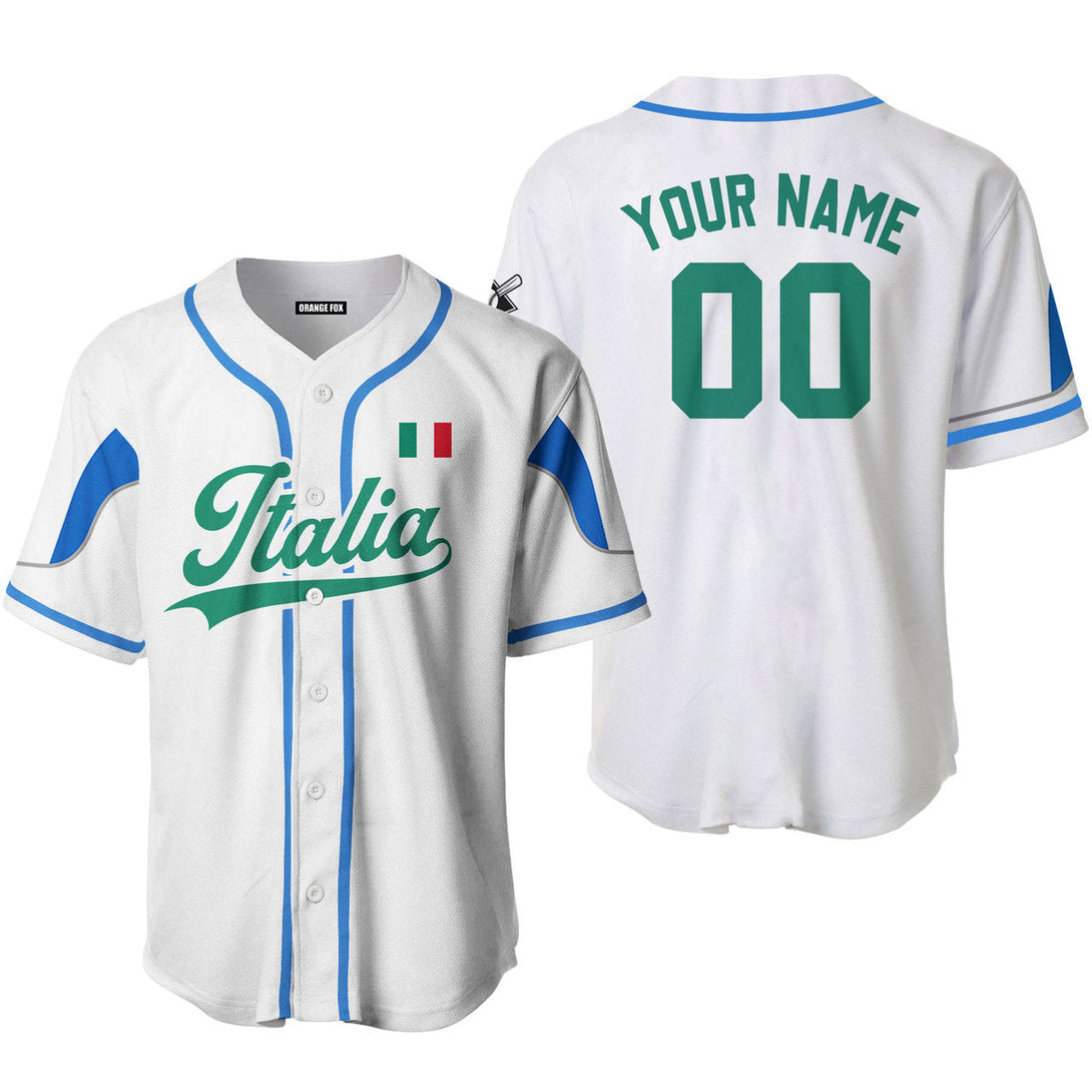 Italia White Green Custom Name Baseball Jerseys For Men & Women