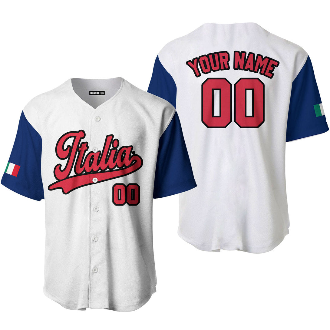 Italia White Red Black Custom Name Baseball Jerseys For Men & Women