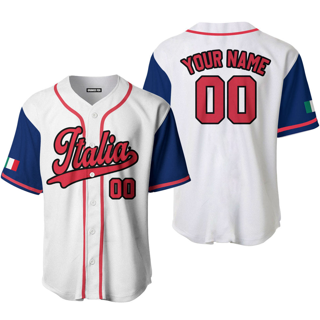 Italia White Red Black Custom Name Baseball Jerseys For Men & Women