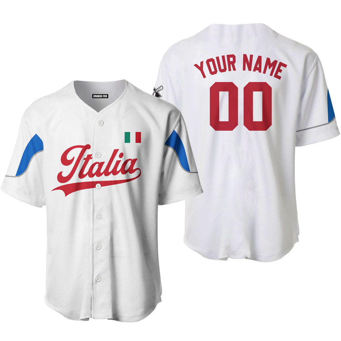 Italia White Red Custom Name Baseball Jerseys For Men & Women