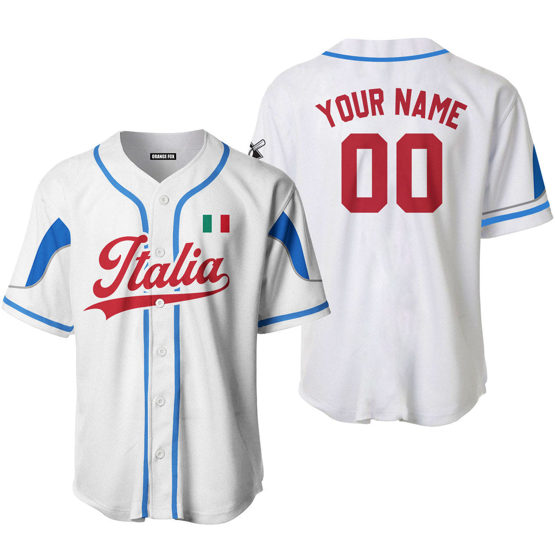 Italia White Red Custom Name Baseball Jerseys For Men & Women