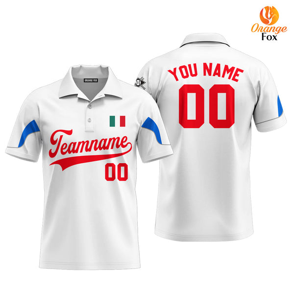 Italia White Red Custom Polo Shirt For Men