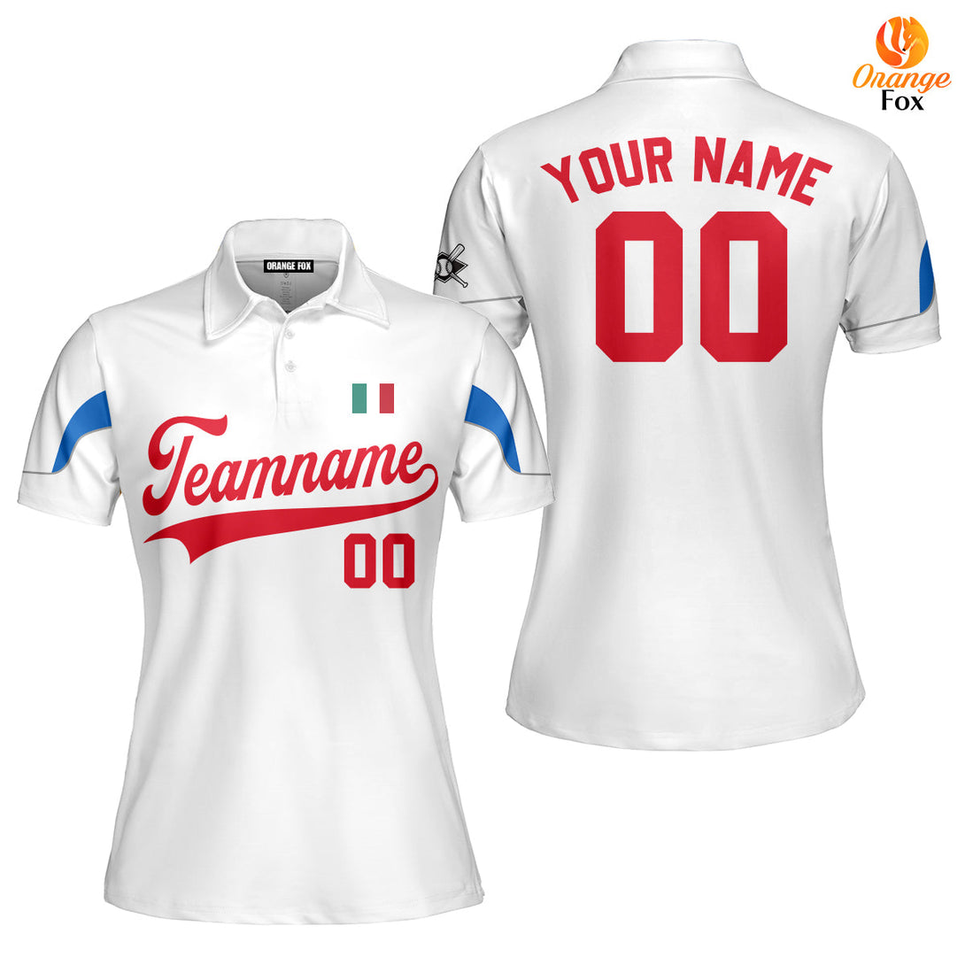 Italia White Red Custom Polo Shirt For Women