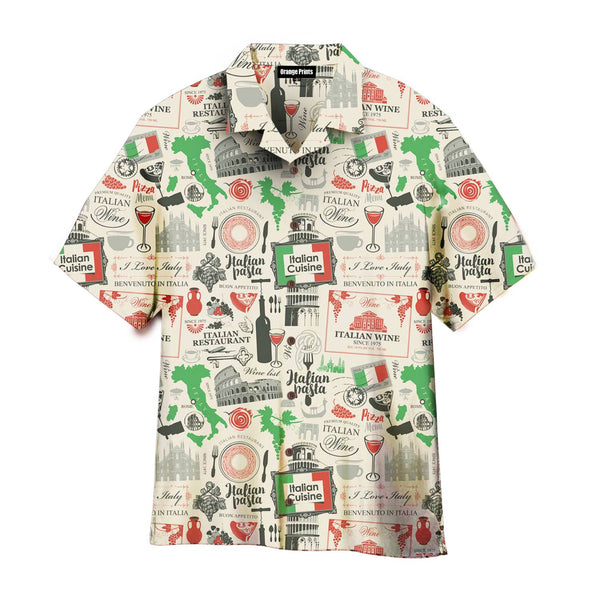 Italian Flag In Retro Style Hawaiian Shirt For Men & Women