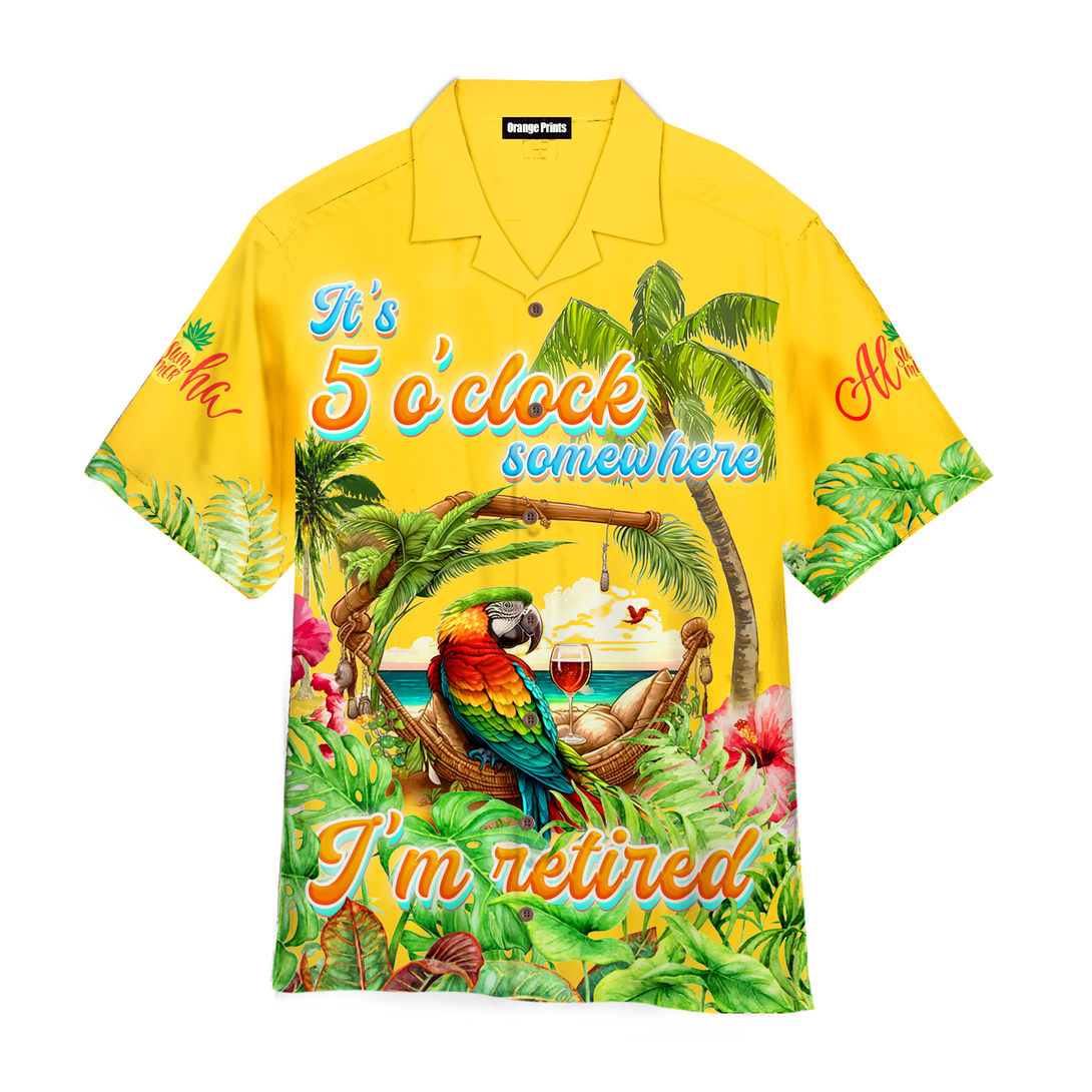 It's 5 O'clock Somewhere Parrot Hawaiian Shirt For Men & Women