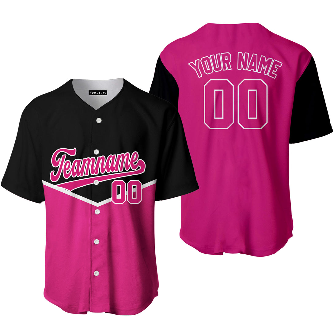 Custom Pink Pink-White Raglan Sleeves Baseball Jersey